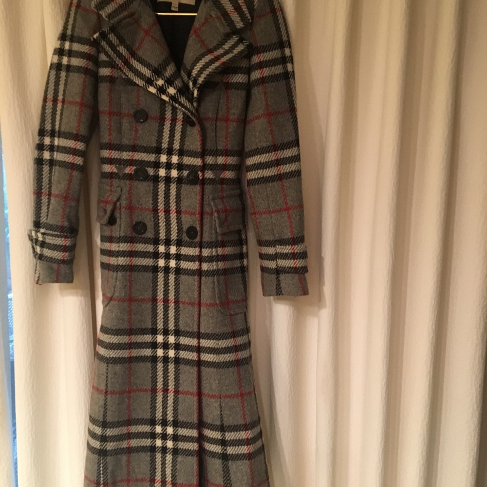 Burberry plaid wool coat